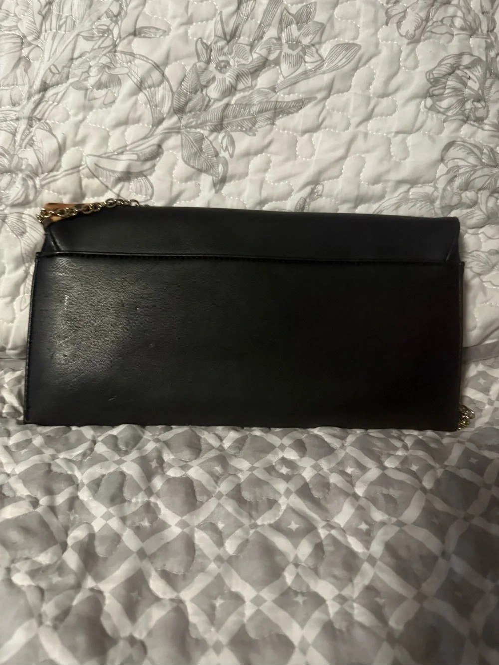 INC International Concepts Black Clutch with Leopard Bow and Gold Chain